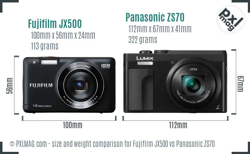 Fujifilm JX500 vs Panasonic ZS70 size comparison