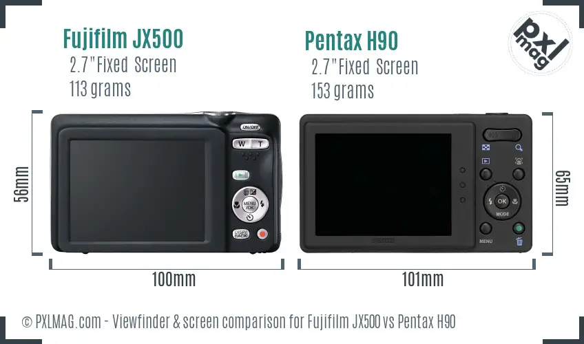 Fujifilm JX500 vs Pentax H90 Screen and Viewfinder comparison