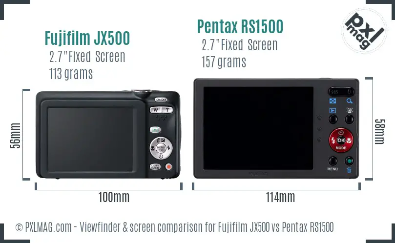 Fujifilm JX500 vs Pentax RS1500 Screen and Viewfinder comparison