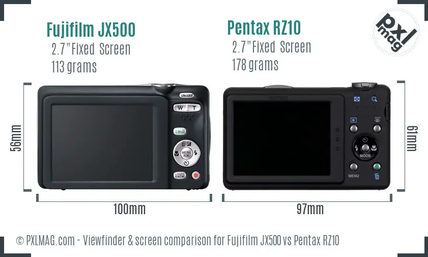 Fujifilm JX500 vs Pentax RZ10 Screen and Viewfinder comparison