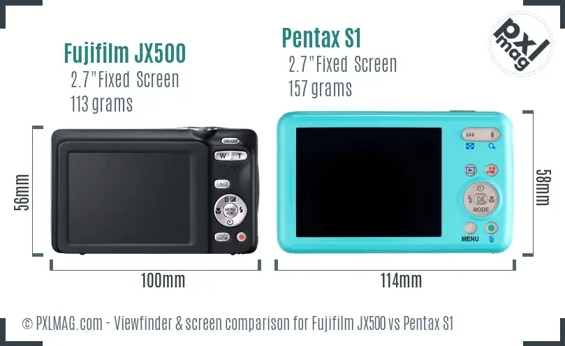 Fujifilm JX500 vs Pentax S1 Screen and Viewfinder comparison