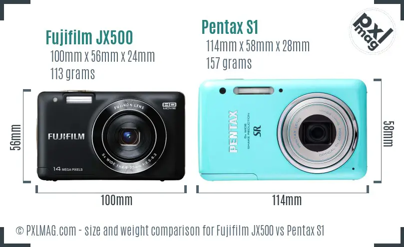 Fujifilm JX500 vs Pentax S1 size comparison