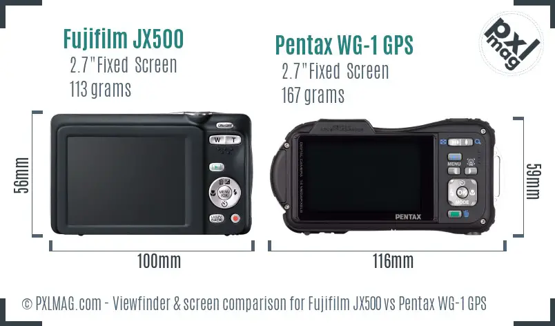 Fujifilm JX500 vs Pentax WG-1 GPS Screen and Viewfinder comparison