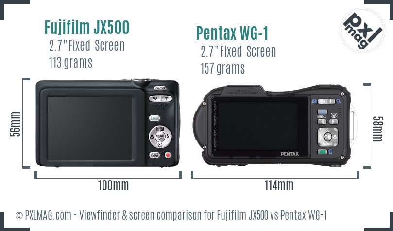 Fujifilm JX500 vs Pentax WG-1 Screen and Viewfinder comparison