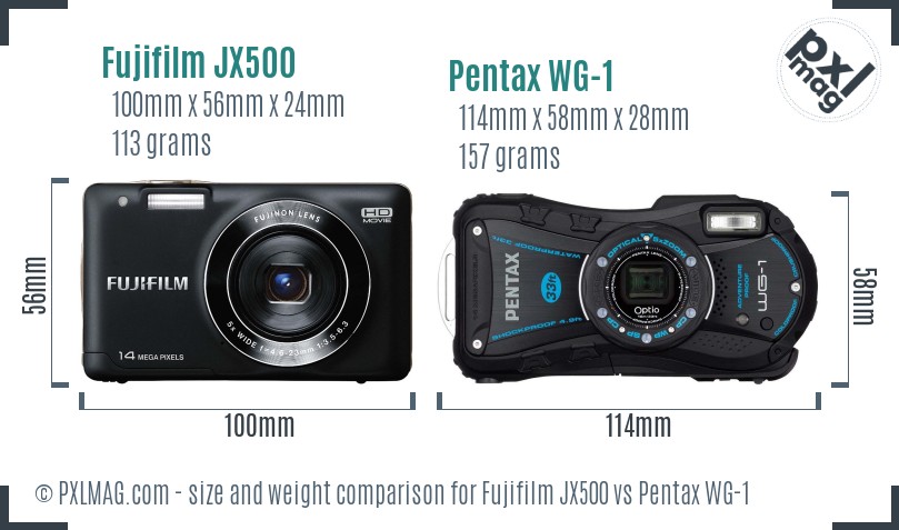 Fujifilm JX500 vs Pentax WG-1 size comparison