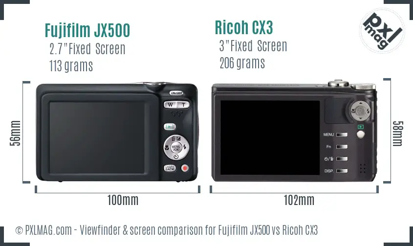 Fujifilm JX500 vs Ricoh CX3 Screen and Viewfinder comparison Fujifilm JX500 vs Ricoh CX3 Screen and Viewfinder comparison