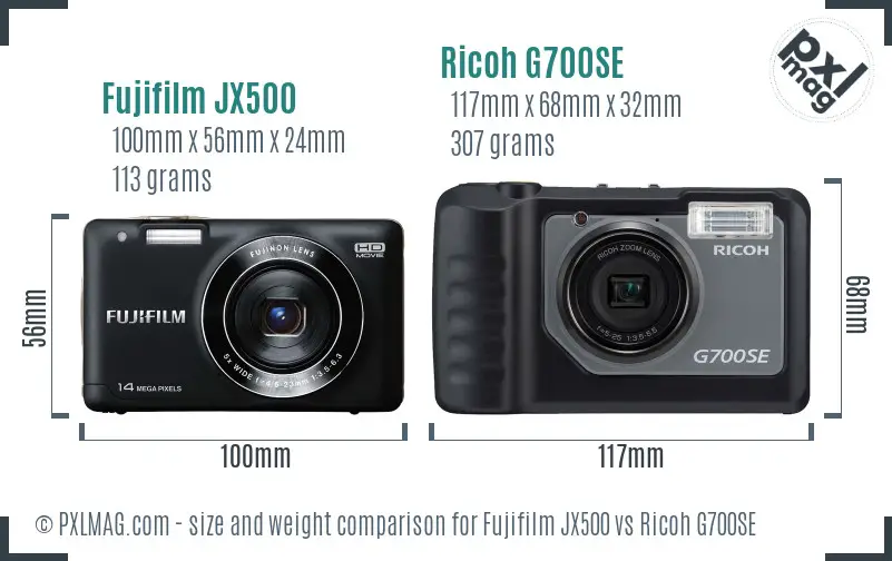 Fujifilm JX500 vs Ricoh G700SE size comparison