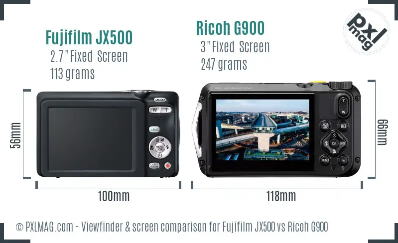 Fujifilm JX500 vs Ricoh G900 Screen and Viewfinder comparison