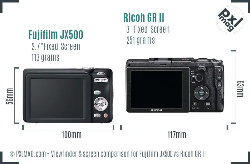 Fujifilm JX500 vs Ricoh GR II Screen and Viewfinder comparison