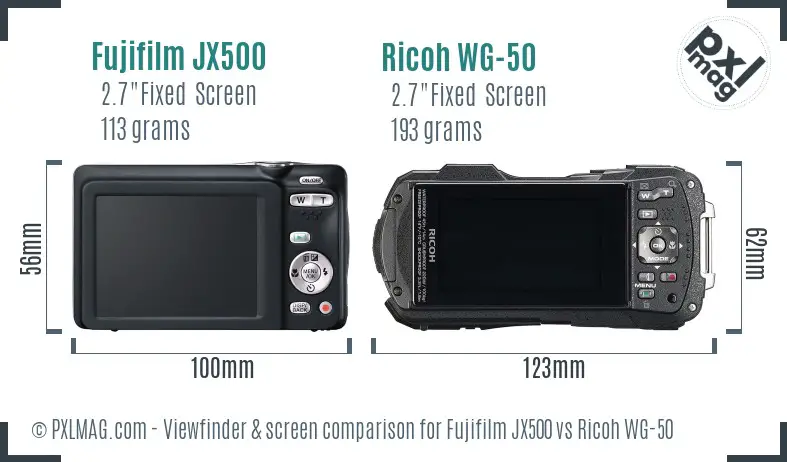 Fujifilm JX500 vs Ricoh WG-50 Screen and Viewfinder comparison Fujifilm JX500 vs Ricoh WG-50 Screen and Viewfinder comparison