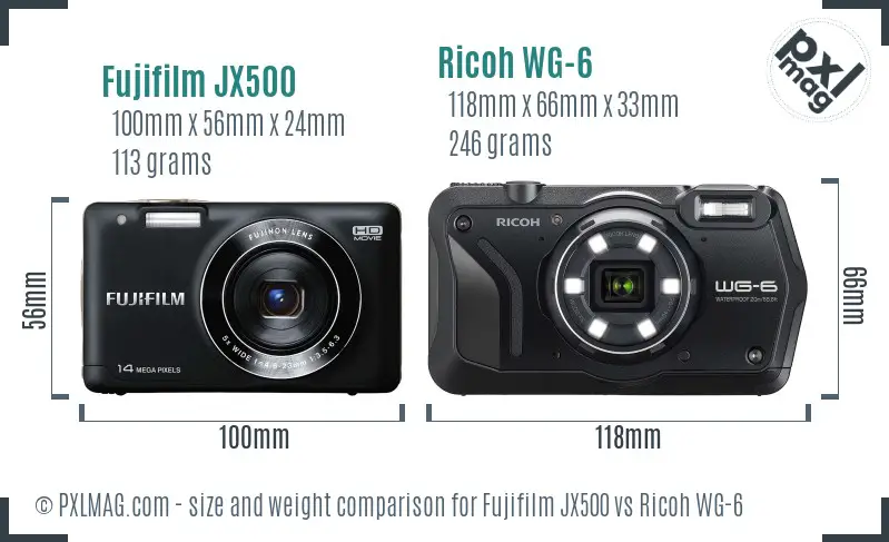 Fujifilm JX500 vs Ricoh WG-6 size comparison Fujifilm JX500 vs Ricoh WG-6 size comparison