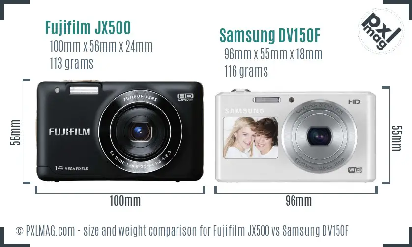 Fujifilm JX500 vs Samsung DV150F size comparison Fujifilm JX500 vs Samsung DV150F size comparison