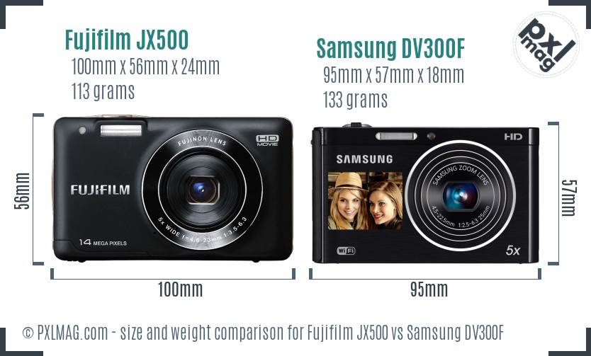 Fujifilm JX500 vs Samsung DV300F size comparison Fujifilm JX500 vs Samsung DV300F size comparison