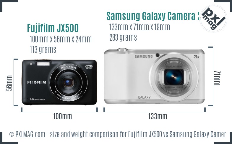 Fujifilm JX500 vs Samsung Galaxy Camera 2 size comparison