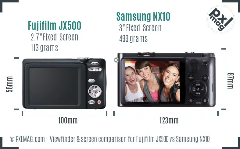 Fujifilm JX500 vs Samsung NX10 Screen and Viewfinder comparison