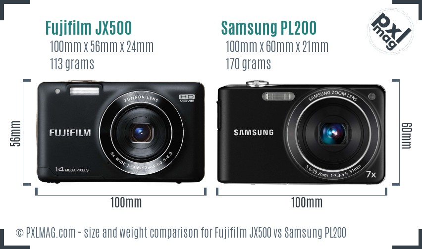 Fujifilm JX500 vs Samsung PL200 size comparison Fujifilm JX500 vs Samsung PL200 size comparison