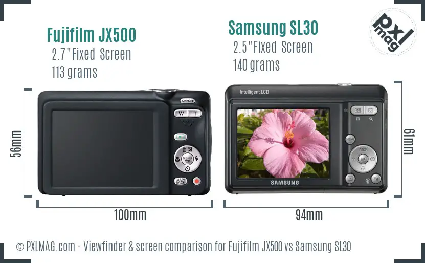Fujifilm JX500 vs Samsung SL30 Screen and Viewfinder comparison Fujifilm JX500 vs Samsung SL30 Screen and Viewfinder comparison