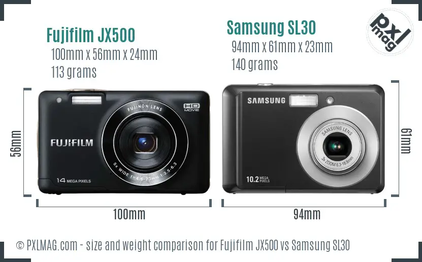 Fujifilm JX500 vs Samsung SL30 size comparison Fujifilm JX500 vs Samsung SL30 size comparison