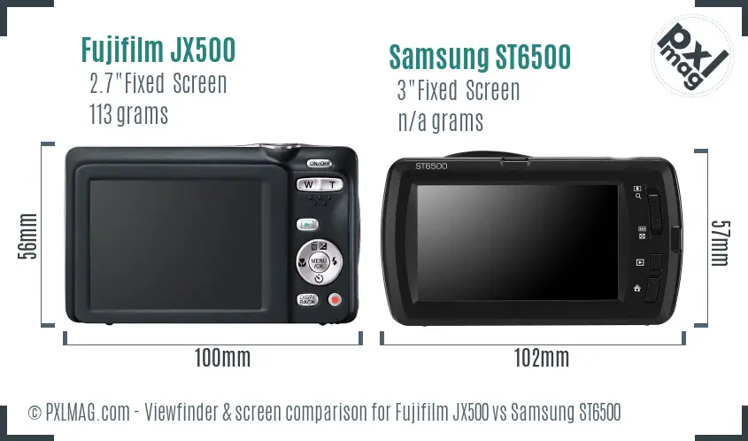 Fujifilm JX500 vs Samsung ST6500 Screen and Viewfinder comparison
