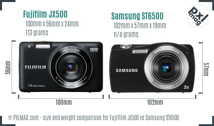 Fujifilm JX500 vs Samsung ST6500 size comparison