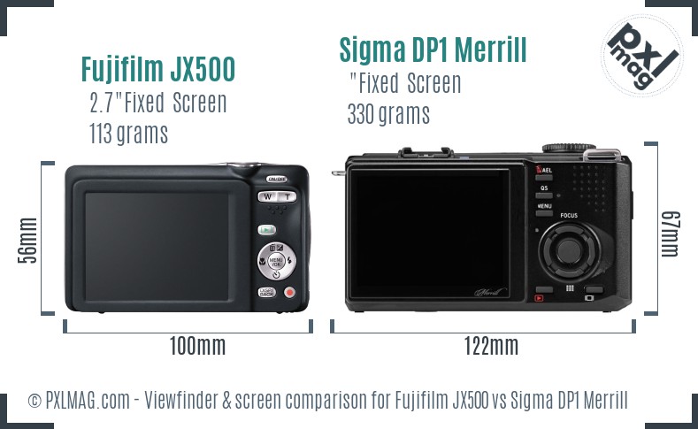 Fujifilm JX500 vs Sigma DP1 Merrill Screen and Viewfinder comparison