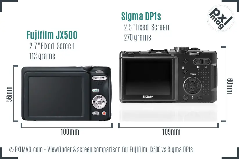 Fujifilm JX500 vs Sigma DP1s Screen and Viewfinder comparison