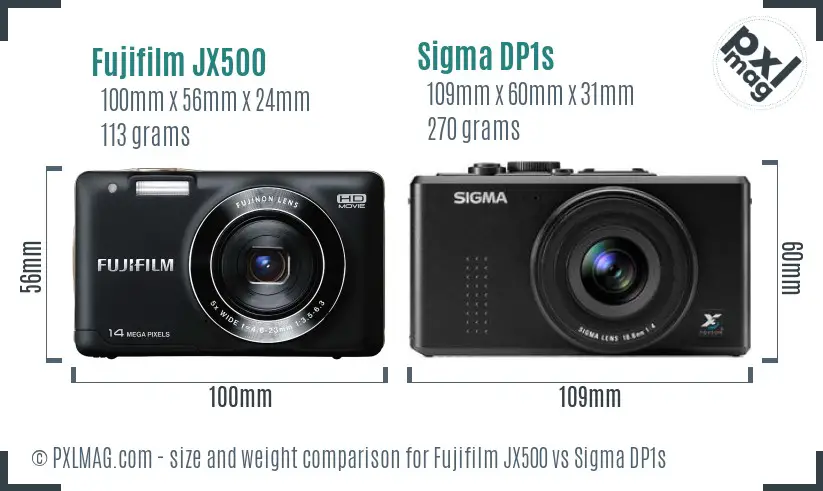 Fujifilm JX500 vs Sigma DP1s size comparison