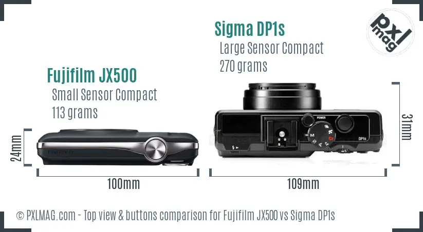 Fujifilm JX500 vs Sigma DP1s top view buttons comparison