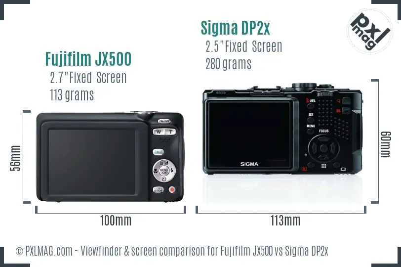 Fujifilm JX500 vs Sigma DP2x Screen and Viewfinder comparison