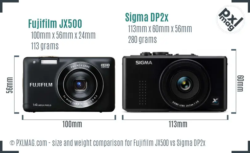 Fujifilm JX500 vs Sigma DP2x size comparison