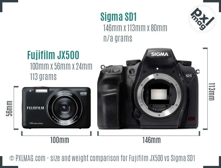 Fujifilm JX500 vs Sigma SD1 size comparison Fujifilm JX500 vs Sigma SD1 size comparison