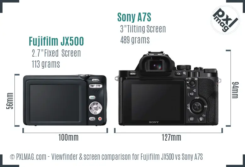 Fujifilm JX500 vs Sony A7S Screen and Viewfinder comparison