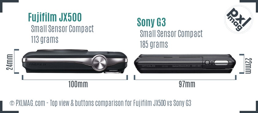 Fujifilm JX500 vs Sony G3 top view buttons comparison