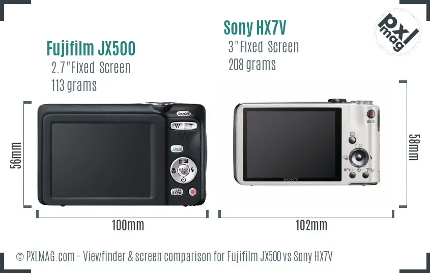 Fujifilm JX500 vs Sony HX7V Screen and Viewfinder comparison