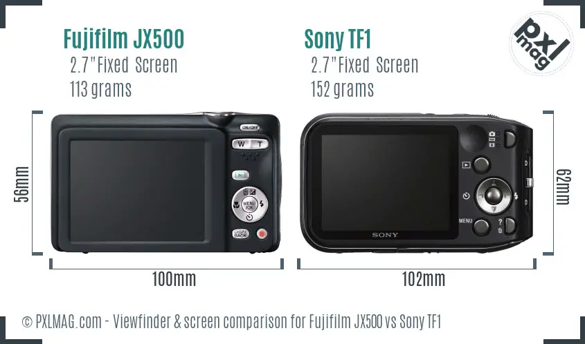 Fujifilm JX500 vs Sony TF1 Screen and Viewfinder comparison