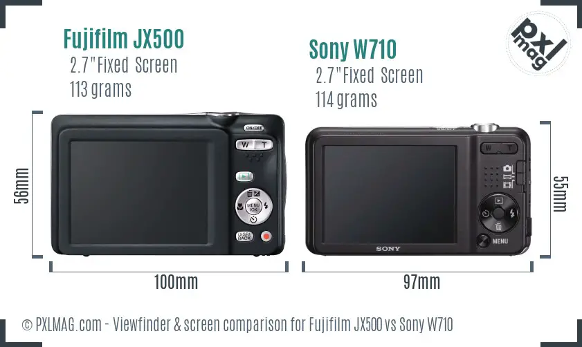 Fujifilm JX500 vs Sony W710 Screen and Viewfinder comparison
