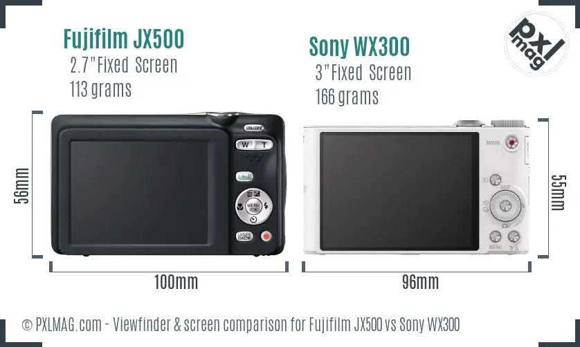 Fujifilm JX500 vs Sony WX300 Screen and Viewfinder comparison