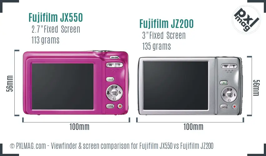 Fujifilm JX550 vs Fujifilm JZ200 Screen and Viewfinder comparison