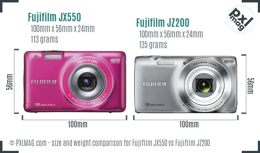 Fujifilm JX550 vs Fujifilm JZ200 size comparison