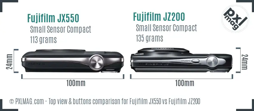 Fujifilm JX550 vs Fujifilm JZ200 top view buttons comparison