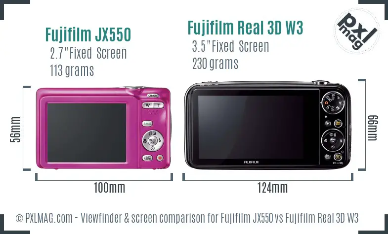 Fujifilm JX550 vs Fujifilm Real 3D W3 Screen and Viewfinder comparison