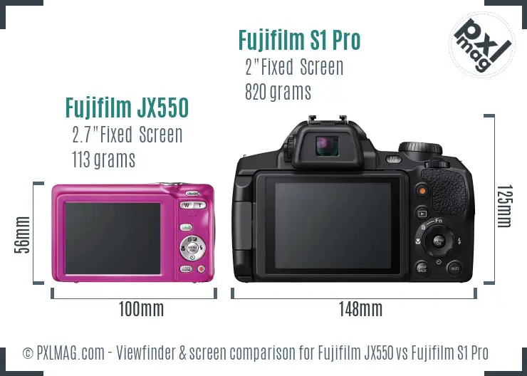 Fujifilm JX550 vs Fujifilm S1 Pro Screen and Viewfinder comparison Fujifilm JX550 vs Fujifilm S1 Pro Screen and Viewfinder comparison