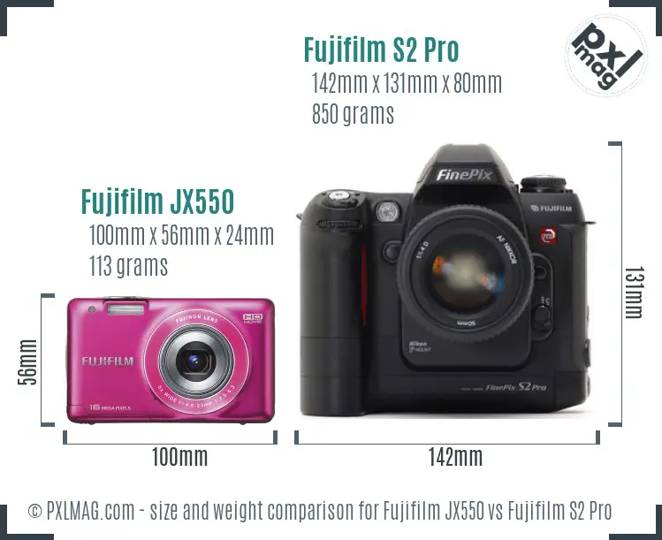 Fujifilm JX550 vs Fujifilm S2 Pro size comparison
