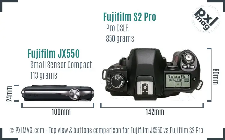 Fujifilm JX550 vs Fujifilm S2 Pro top view buttons comparison