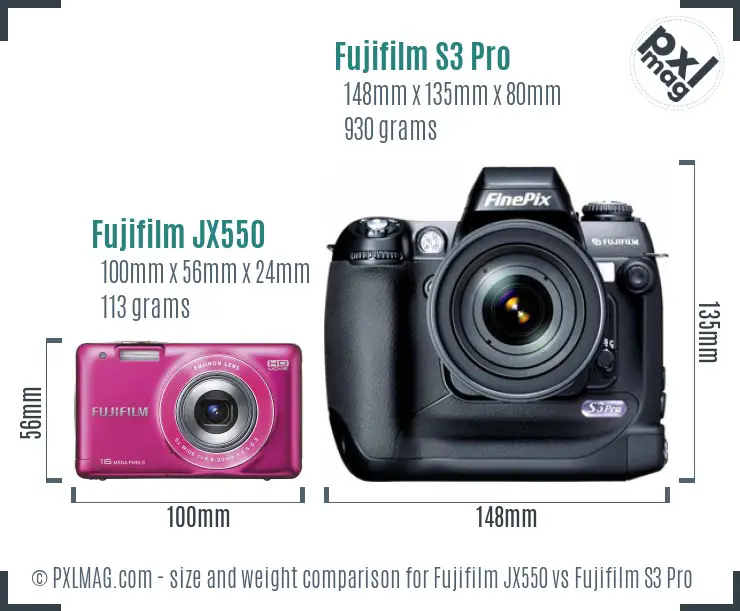 Fujifilm JX550 vs Fujifilm S3 Pro size comparison