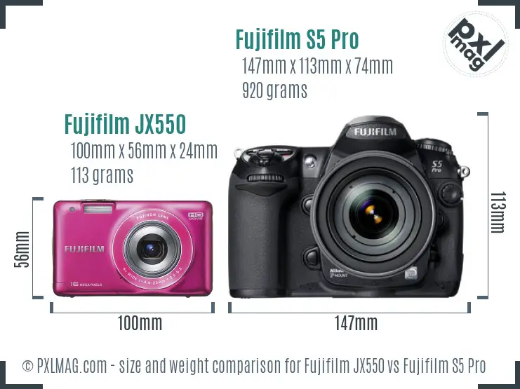 Fujifilm JX550 vs Fujifilm S5 Pro size comparison