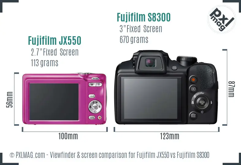 Fujifilm JX550 vs Fujifilm S8300 Screen and Viewfinder comparison