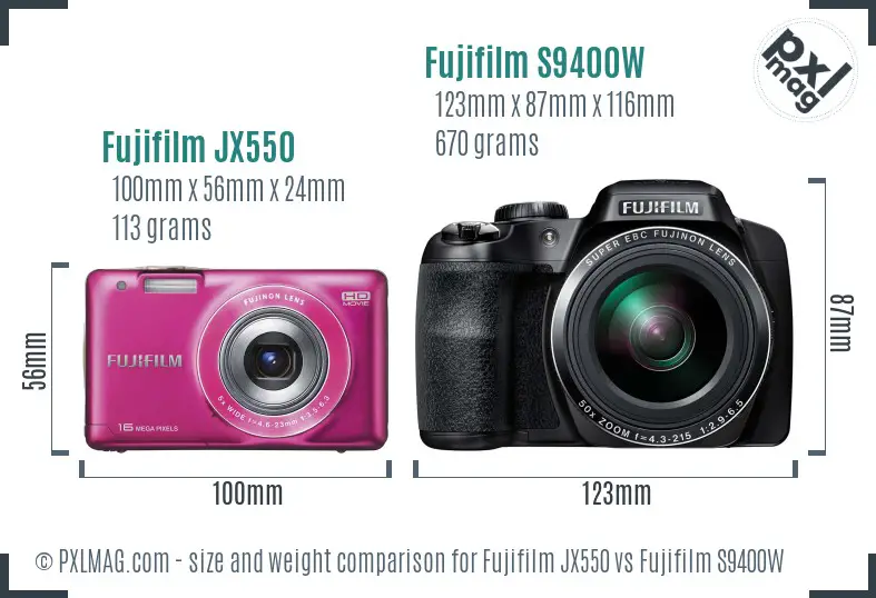 Fujifilm JX550 vs Fujifilm S9400W size comparison Fujifilm JX550 vs Fujifilm S9400W size comparison