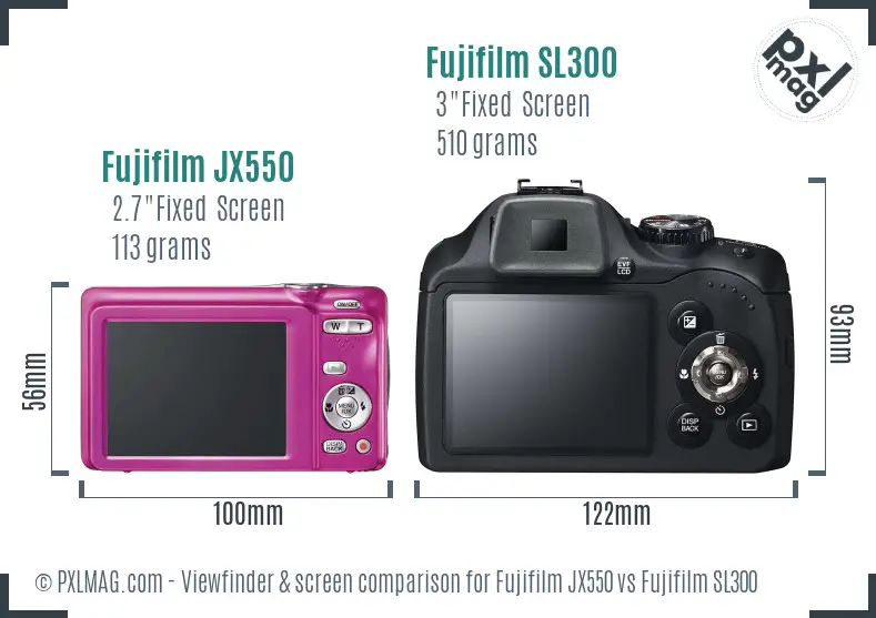 Fujifilm JX550 vs Fujifilm SL300 Screen and Viewfinder comparison Fujifilm JX550 vs Fujifilm SL300 Screen and Viewfinder comparison