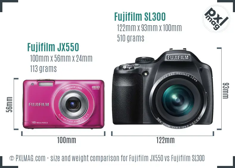 Fujifilm JX550 vs Fujifilm SL300 size comparison Fujifilm JX550 vs Fujifilm SL300 size comparison